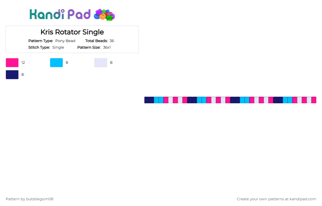 Kris Rotator Single - Pony Bead Pattern by bubblegum08 on Kandi Pad - pink