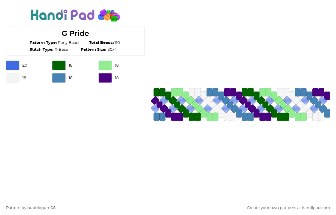 G Pride - Pony Bead Pattern by bubblegum08 on Kandi Pad - blue