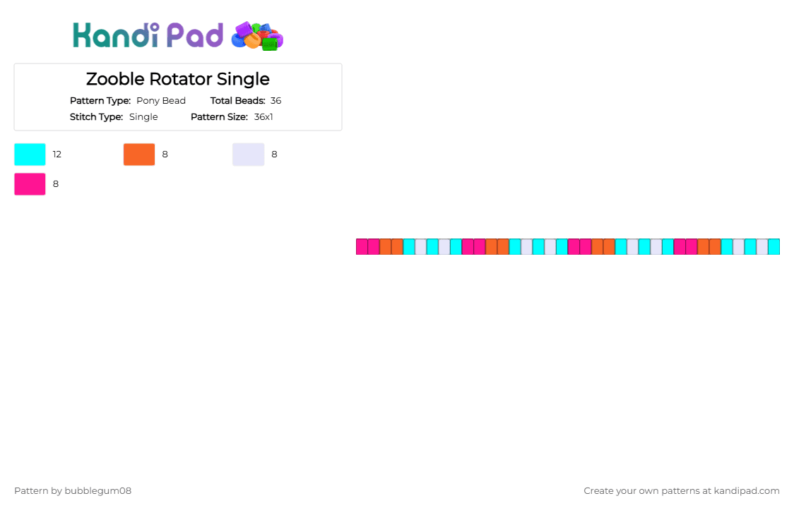Zooble Rotator Single - Pony Bead Pattern by bubblegum08 on Kandi Pad - light blue