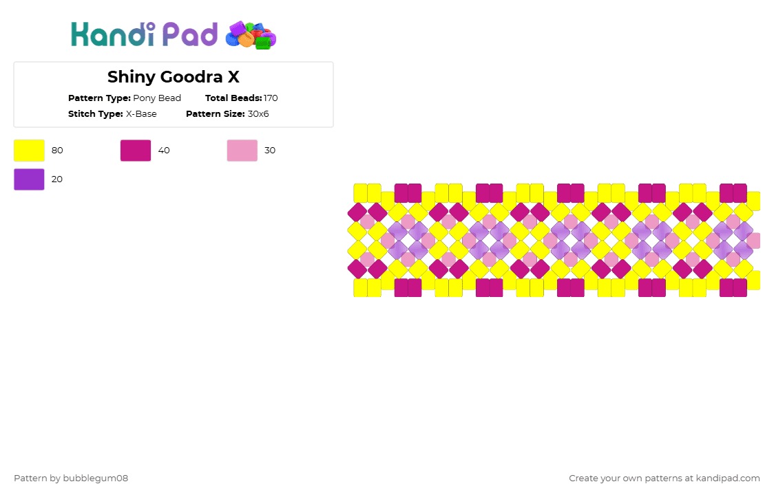 Shiny Goodra X - Pony Bead Pattern by bubblegum08 on Kandi Pad - yellow,pink