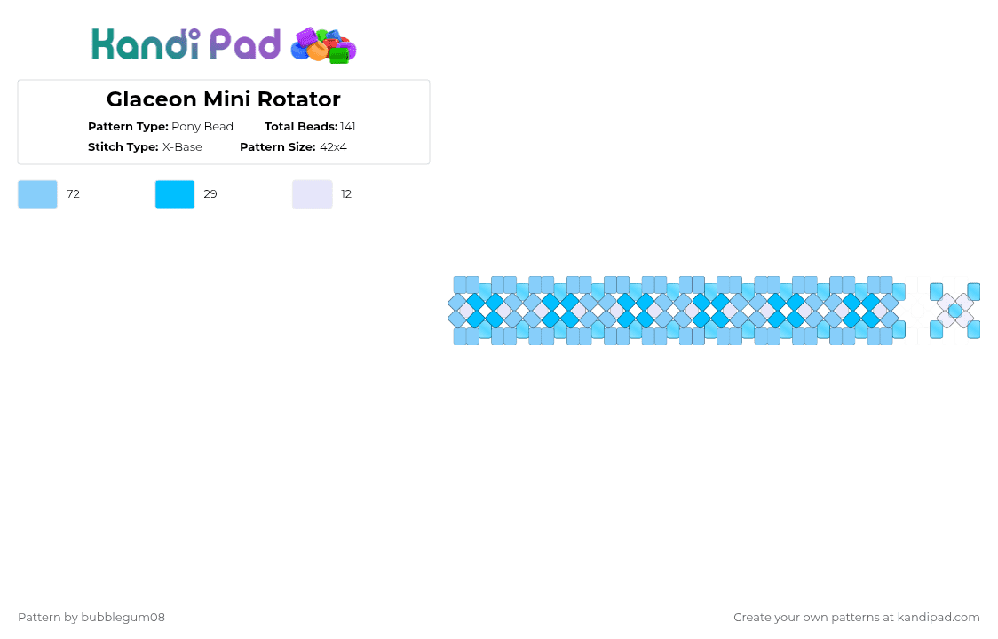 Glaceon Mini Rotator - Pony Bead Pattern by bubblegum08 on Kandi Pad - light blue