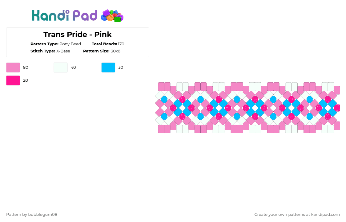 T Pride - Pink - Pony Bead Pattern by bubblegum08 on Kandi Pad - pink
