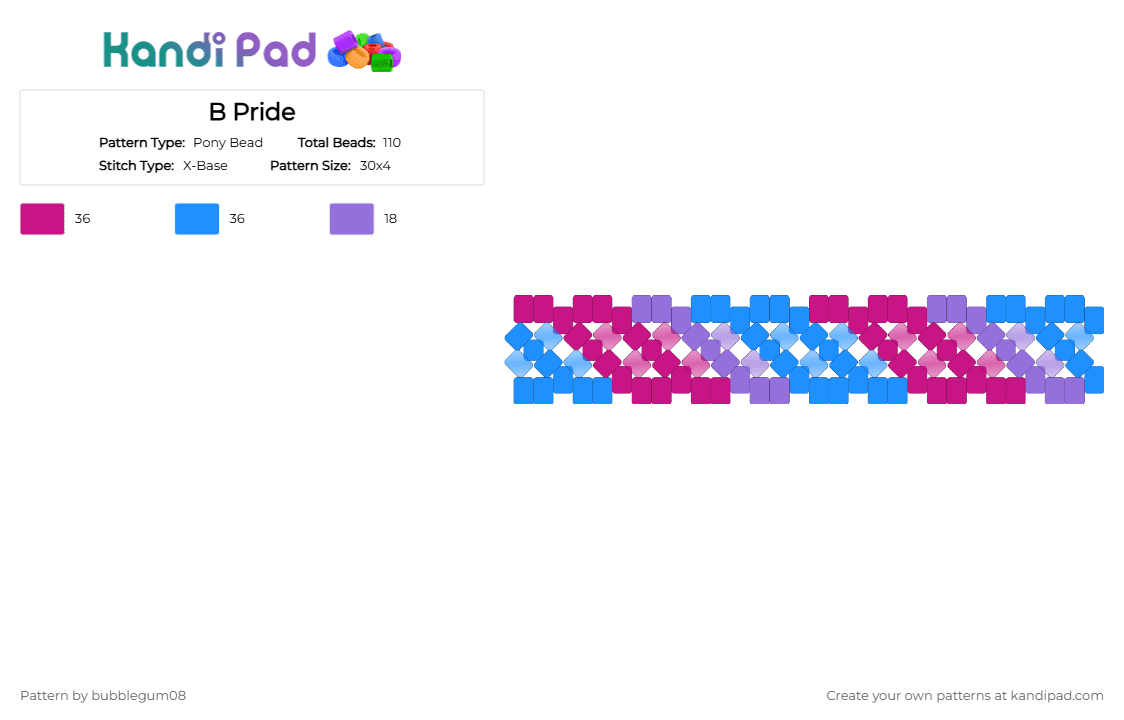 B Pride - Pony Bead Pattern by bubblegum08 on Kandi Pad - light blue, pink