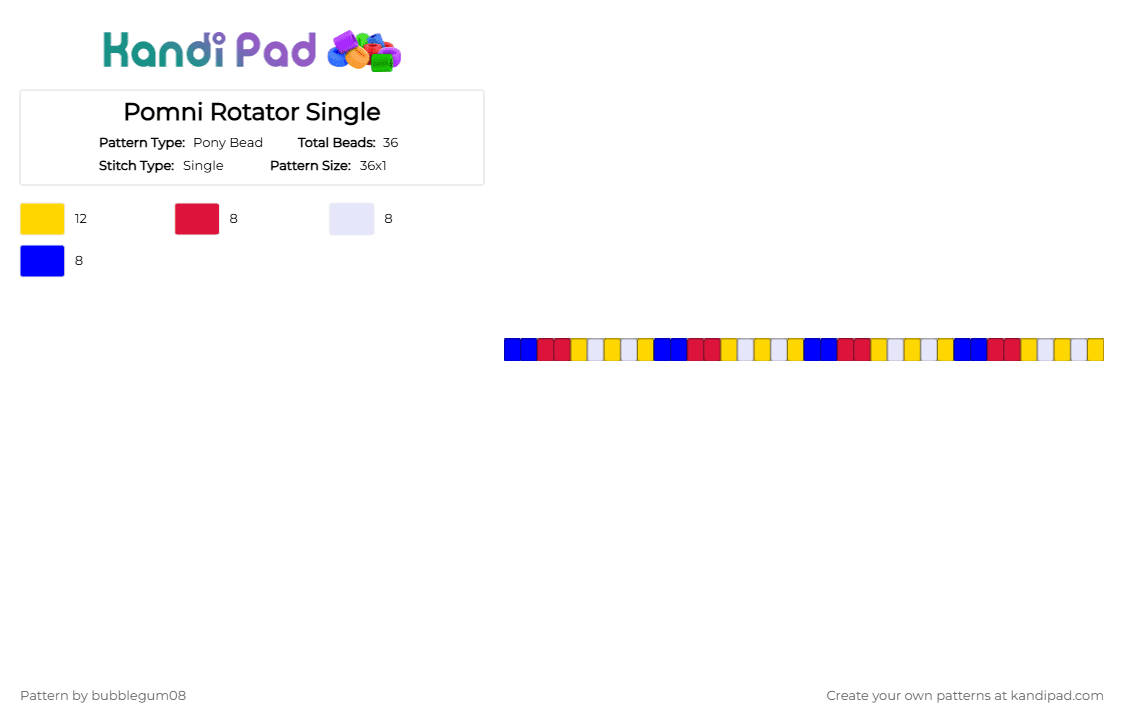 Pomni Rotator Single - Pony Bead Pattern by bubblegum08 on Kandi Pad - yellow