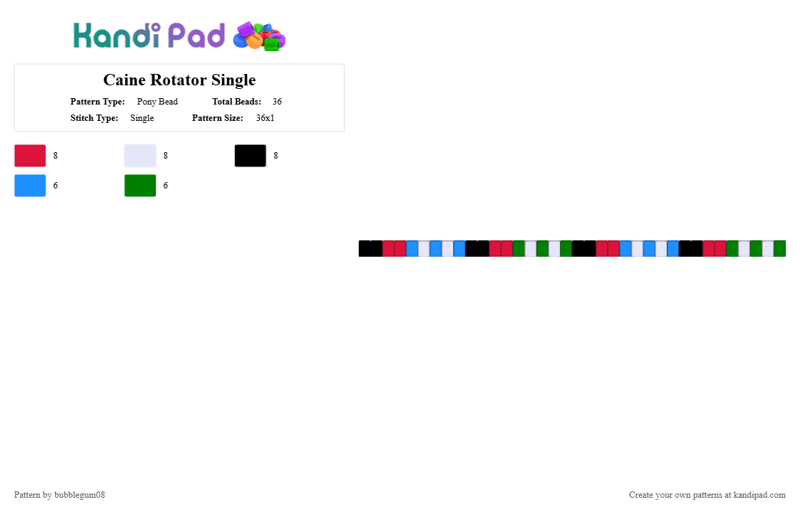 Caine Rotator Single - Pony Bead Pattern by bubblegum08 on Kandi Pad - red