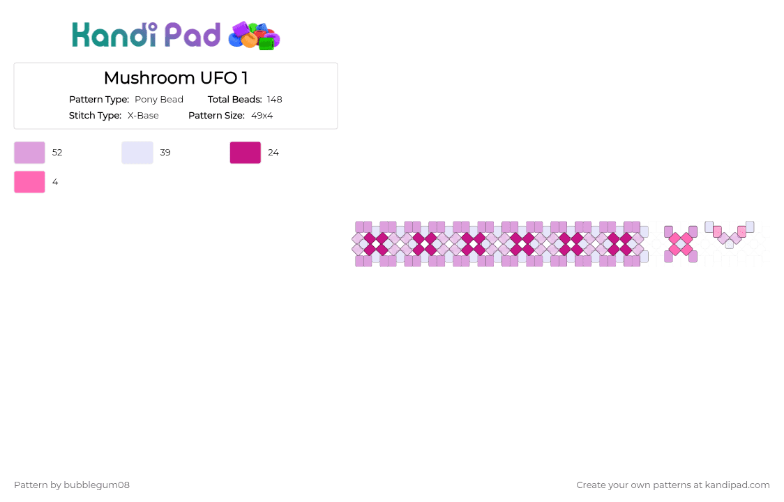 Mushroom UFO 1 - Pony Bead Pattern by bubblegum08 on Kandi Pad - pink,white