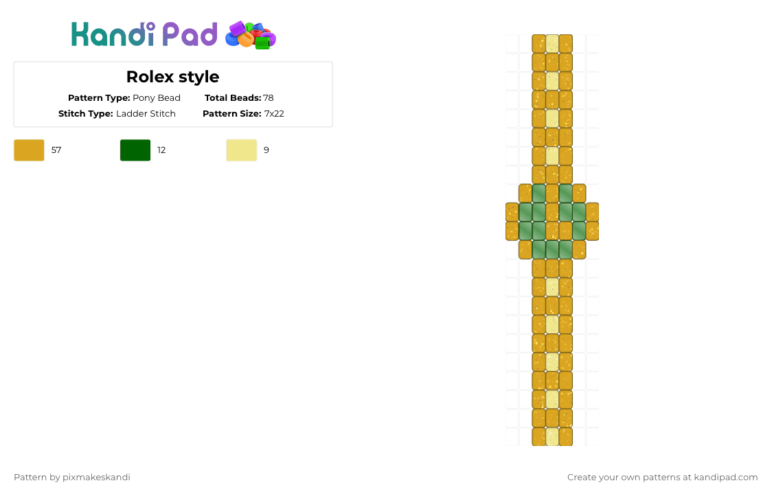 Rolex style watch - Pony Bead Pattern by pixmakeskandi on Kandi Pad - orange,watch,time,look,rich,expensive for cheap