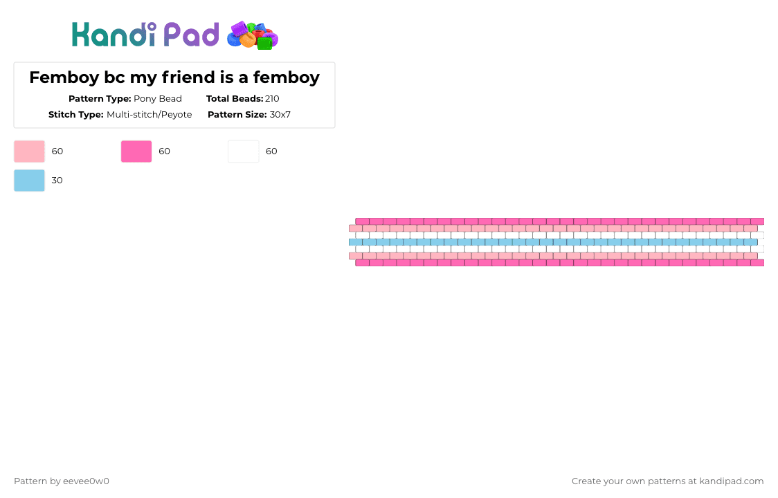 Femboy bc my friend is a femboy - Pony Bead Pattern by eevee0w0 on Kandi Pad - pink,femboy,pride,flag