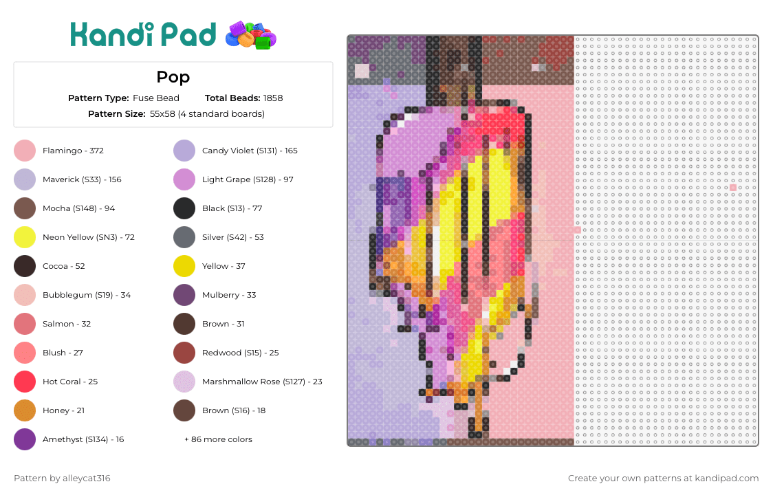 Pop - Fuse Bead Pattern by alleycat316 on Kandi Pad - popsicle,ice cream,colorful,dessert,food,summer,treats,sugary,whimsy,project,enthusiasts,pink,yellow