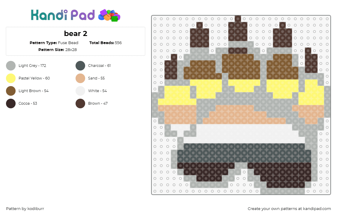 bear 2 - Fuse Bead Pattern by kodiburr on Kandi Pad - bear,paw,animal,claw,gradient,pride,gay,community,gray,brown