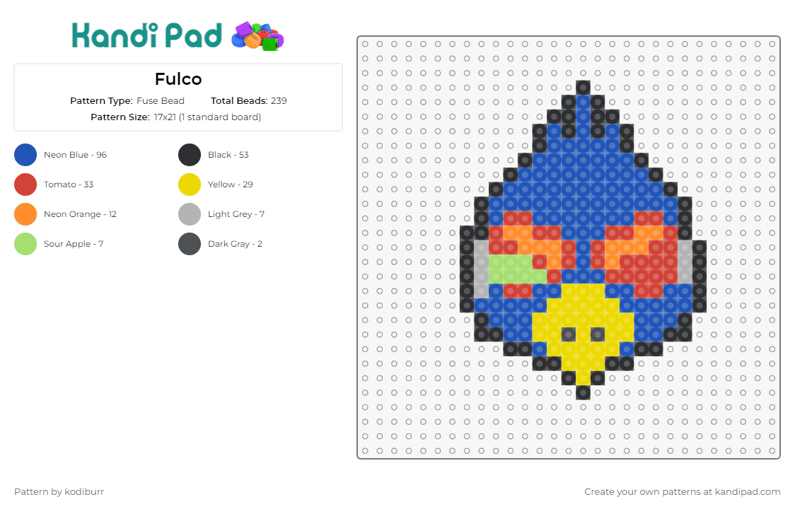 Fulco - Fuse Bead Pattern by kodiburr on Kandi Pad - falco lombardi,star fox,video games,nintendo
