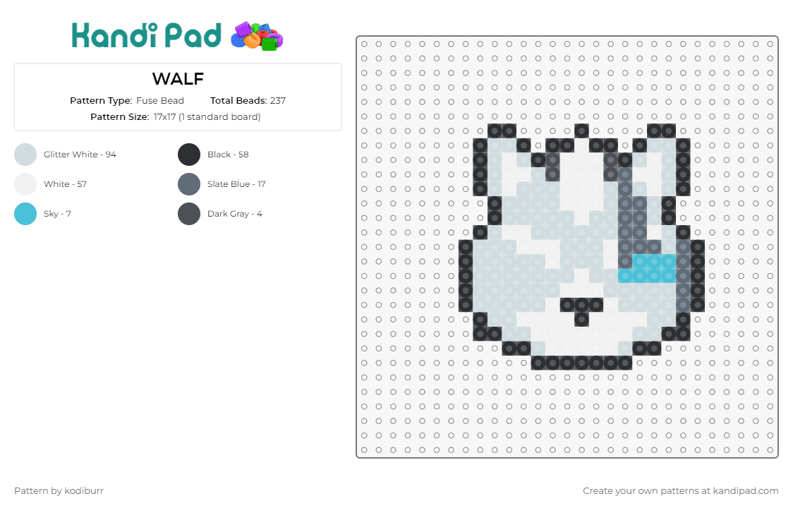 WALF - Fuse Bead Pattern by kodiburr on Kandi Pad - wolf odonnell,star fox,video games,nintendo