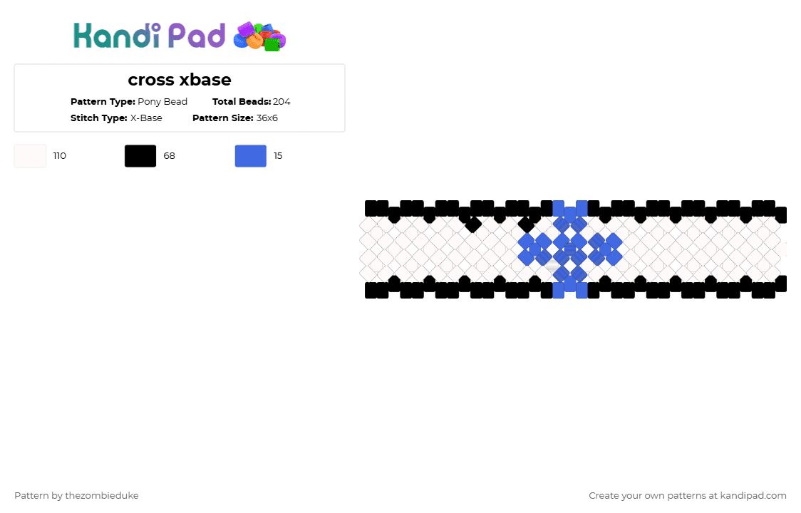 cross xbase - Pony Bead Pattern by thezombieduke on Kandi Pad - white,yami kawaii,medical,xbase