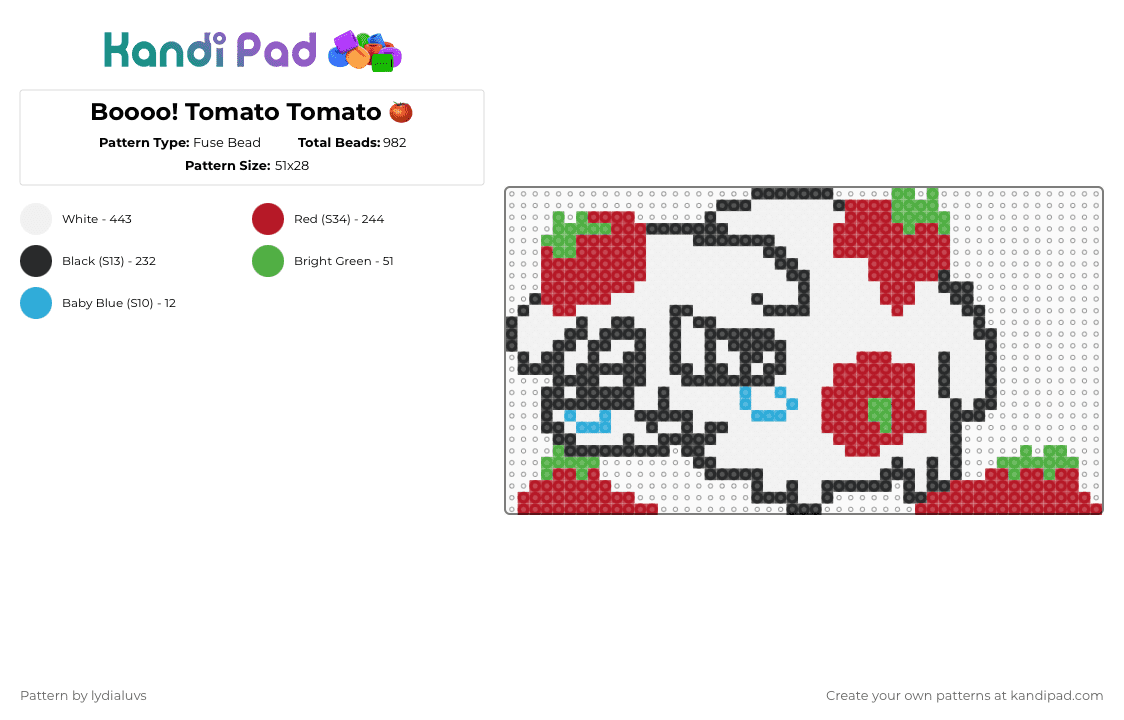 Boooo! Tomato Tomato 🍅 - Fuse Bead Pattern by lydialuvs on Kandi Pad - white,red,tomato,meme,autism,autism creature,sad