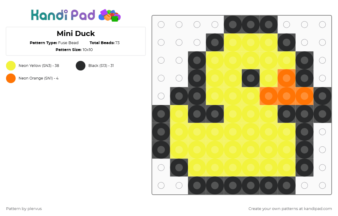 Mini Duck - Fuse Bead Pattern by plervus on Kandi Pad - yellow