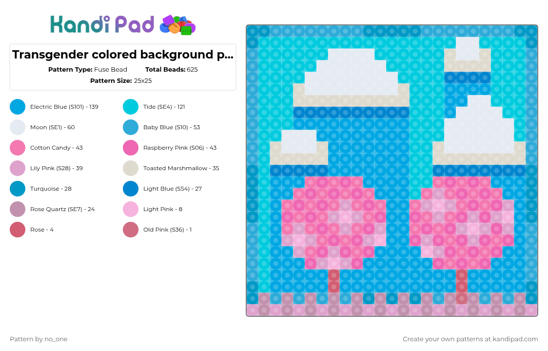 Transgender colored background perler - Fuse Bead Pattern by no_one on Kandi Pad - light blue,pink,nature,pride,lgbtq,trans,transgender,transmasc,transfem,perler