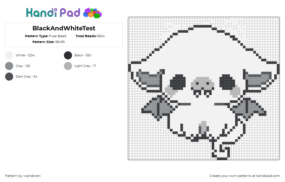 BlackAndWhiteTest - Fuse Bead Pattern by vvandoren on Kandi Pad - pig,vampire,bat,black,white,halloween,animal,kawaii,fangs,cute