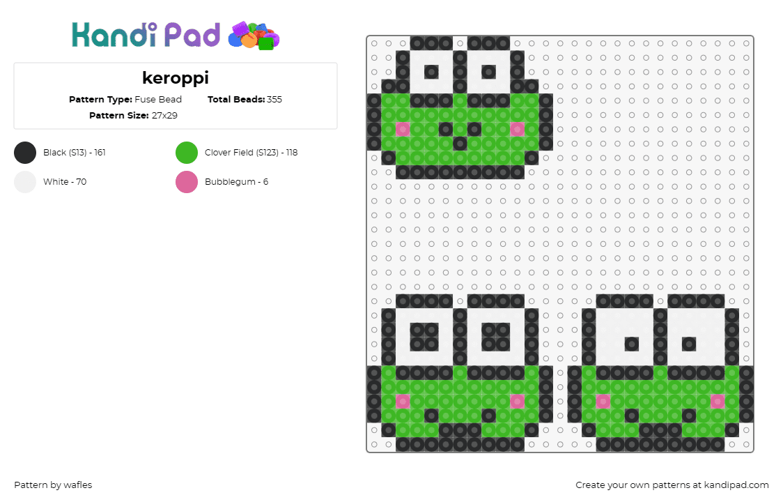 Keroppi Fuse Bead Pattern - Kandi Pad | Kandi Patterns, Fuse Bead ...