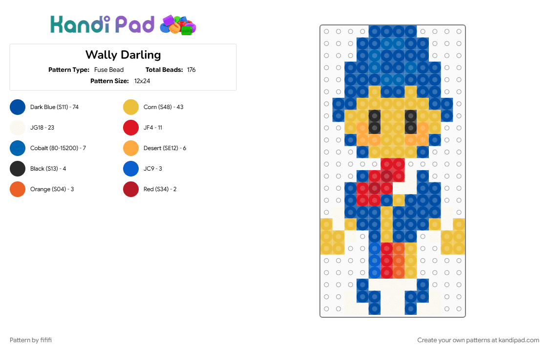 Wally Darling - Fuse Bead Pattern by fififi on Kandi Pad - blue, wally darling, welcome home, yellow