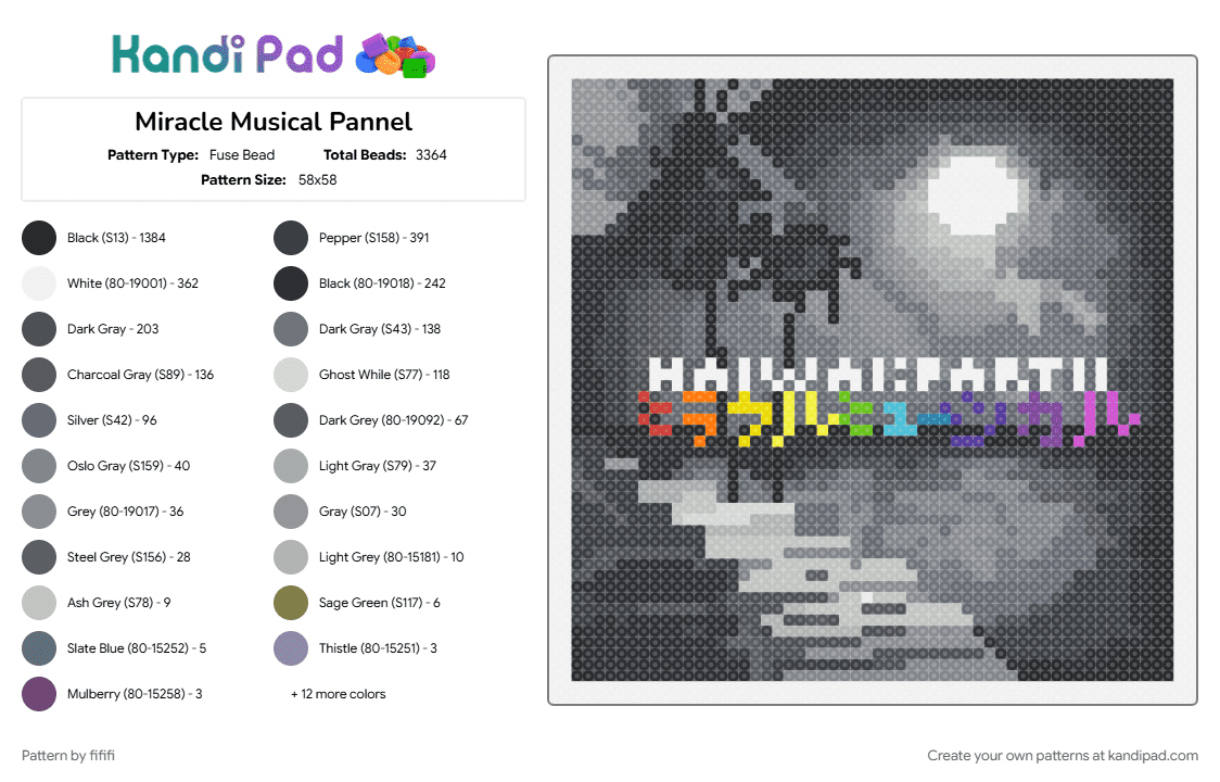 Miracle Musical Pannel - Fuse Bead Pattern by fififi on Kandi Pad - beige, gray