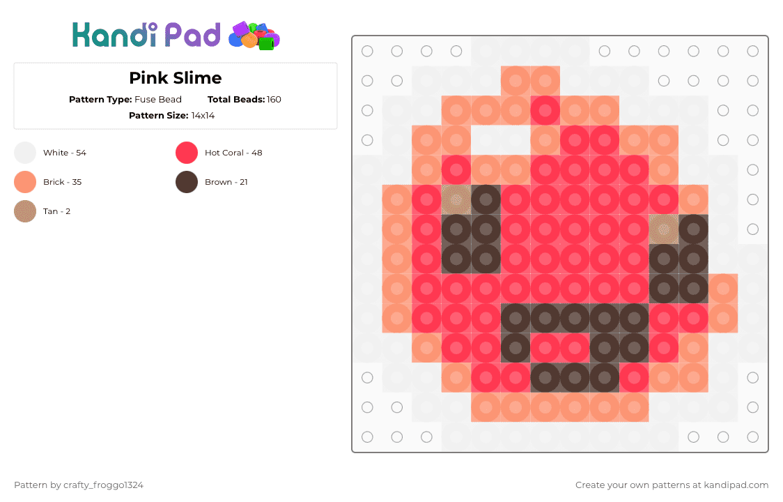 Pink Slime - Fuse Bead Pattern by crafty_froggo1324 on Kandi Pad - orange,red,slime rancher,pink slime,game,free hand