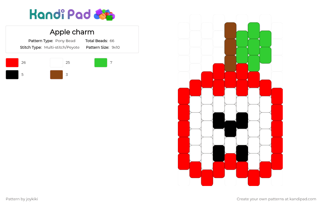 Apple charm - Pony Bead Pattern by joykiki on Kandi Pad - red