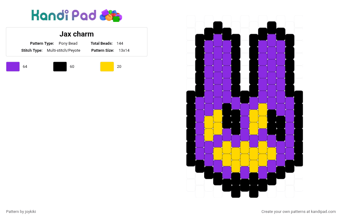 Jax charm - Pony Bead Pattern by joykiki on Kandi Pad - purple