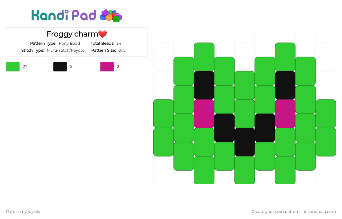 Froggy charm❤️ - Pony Bead Pattern by joykiki on Kandi Pad - green