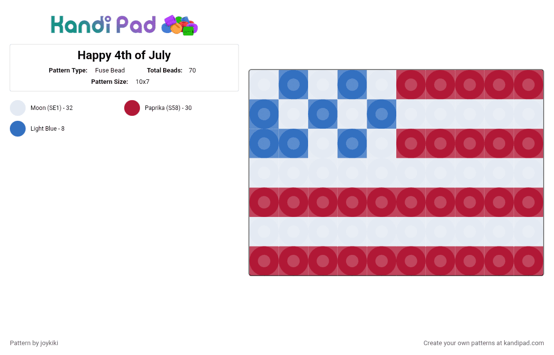 Happy 4th of July - Fuse Bead Pattern by joykiki on Kandi Pad - red