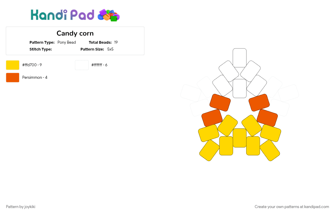 Candy corn - Pony Bead Pattern by joykiki on Kandi Pad - orange, yellow