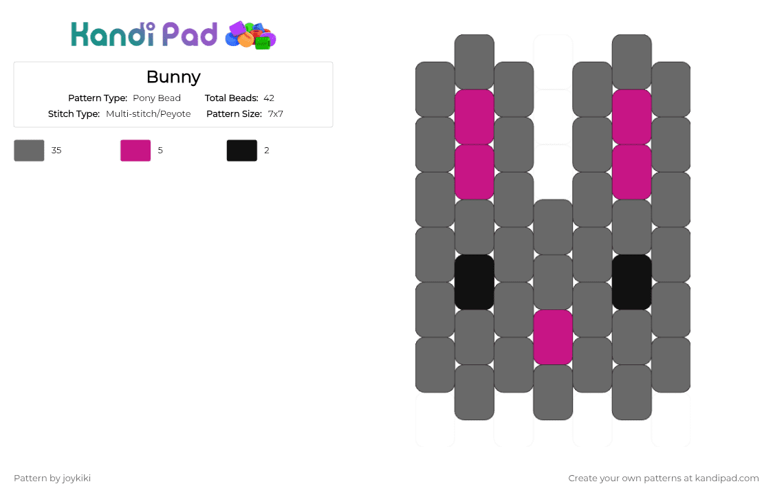 Bunny - Pony Bead Pattern by joykiki on Kandi Pad - gray