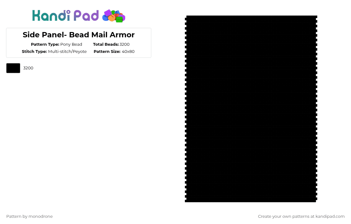 Side Panel- Bead Mail Armor - Pony Bead Pattern by monodrone on Kandi Pad - 