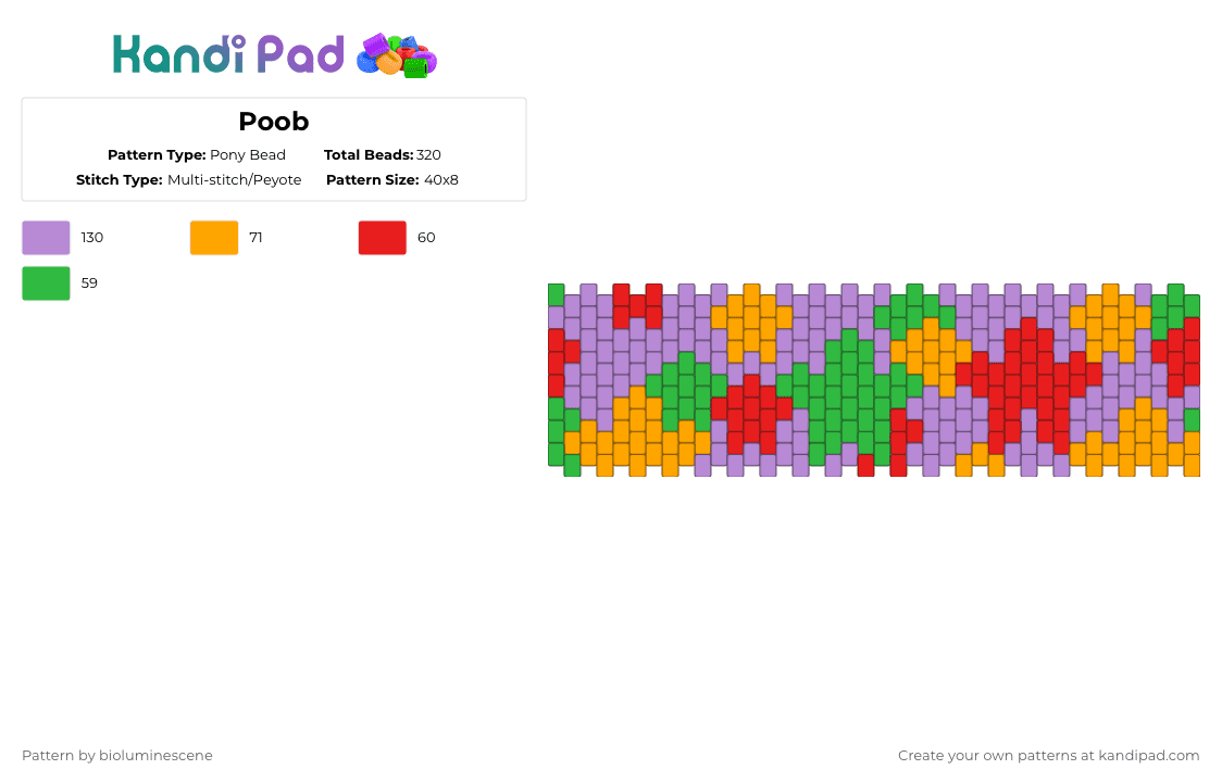 Poob - Pony Bead Pattern by bioluminescene on Kandi Pad - pink,regretevator,party,purple,stars