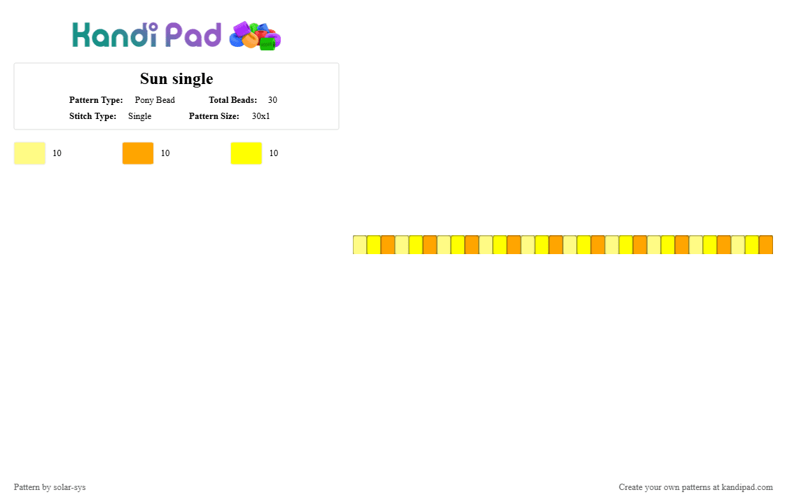 Sun single - Pony Bead Pattern by solar-sys on Kandi Pad - orange, yellow
