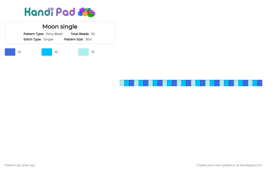 Moon single - Pony Bead Pattern by solar-sys on Kandi Pad - blue, light blue
