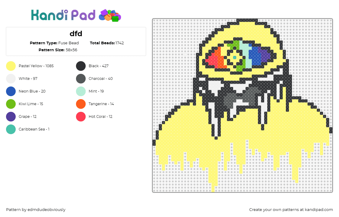 dfd - Fuse Bead Pattern by edmdudeobviously on Kandi Pad - subtronics,cyclops,trippy,edm,dj,music,drippy,melting,colorful,yellow