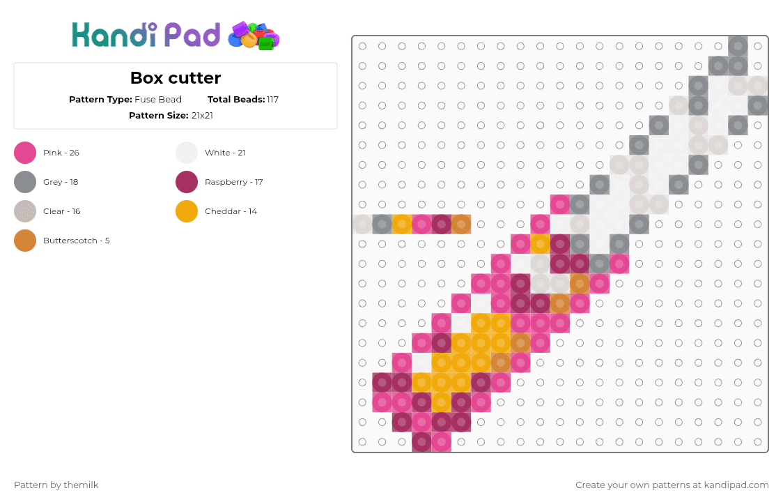 Box cutter - Fuse Bead Pattern by themilk on Kandi Pad - pink