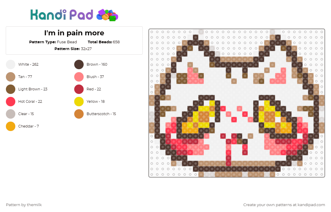 I\'m in pain more - Fuse Bead Pattern by themilk on Kandi Pad - white,beige,red,brown