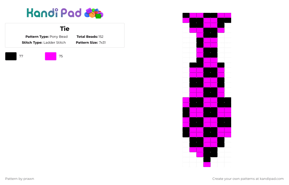 Tie - Pony Bead Pattern by prawn on Kandi Pad - 