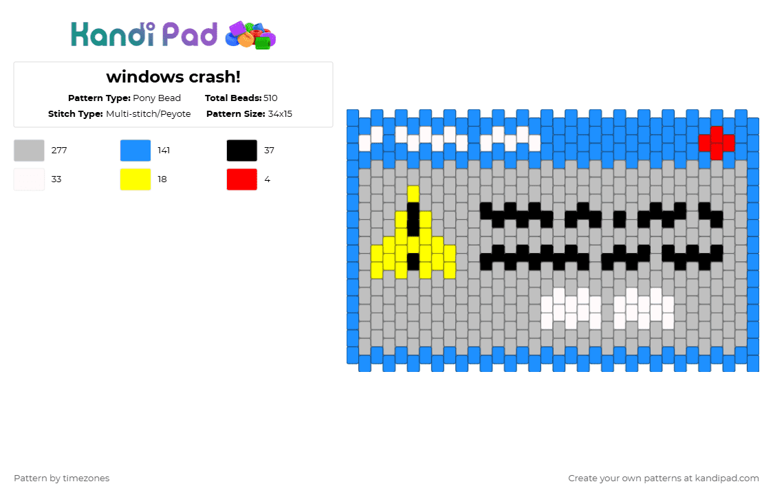 windows crash! - Pony Bead Pattern by timezones on Kandi Pad - light blue,beige