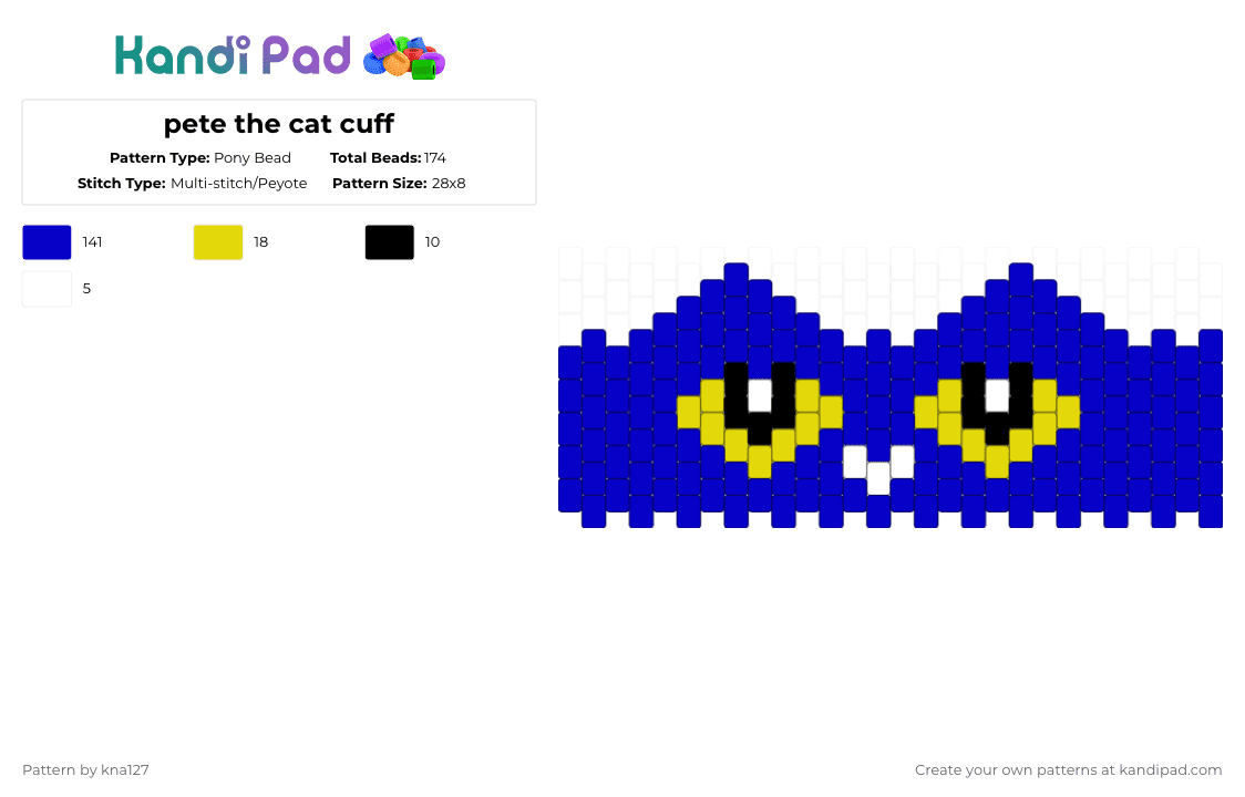 pete the cat cuff - Pony Bead Pattern by kna127 on Kandi Pad - purple