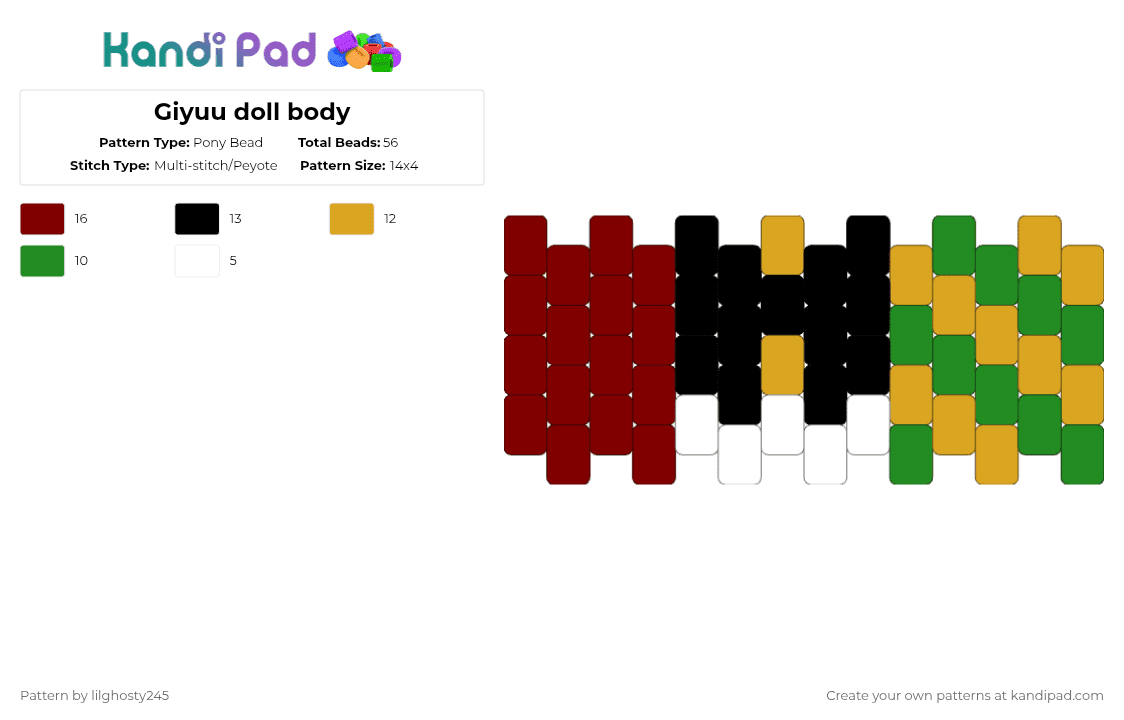 Giyuu doll body - Pony Bead Pattern by deleted_user_151991 on Kandi Pad - brown