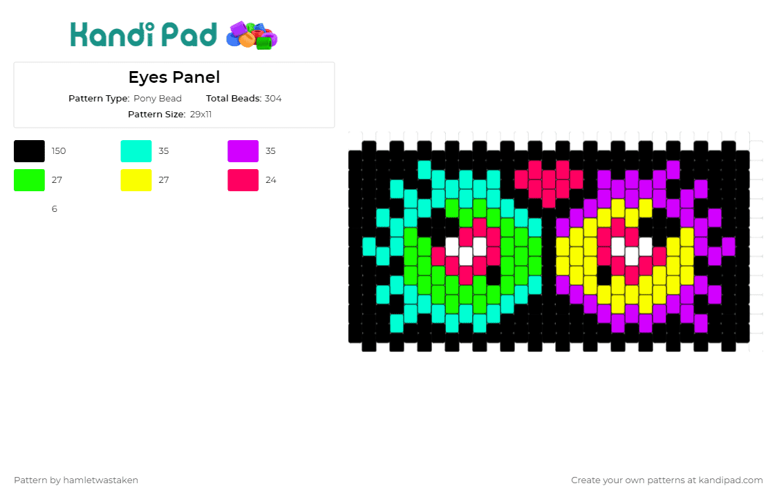 Eyes Panel - Pony Bead Pattern by hamletwastaken on Kandi Pad - eyes,colorful,panel