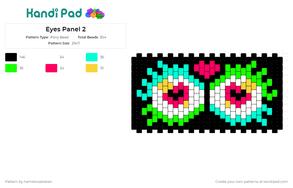 Eyes Panel 2 - Pony Bead Pattern by hamletwastaken on Kandi Pad - eyes,colorful,panel