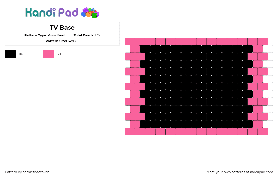 TV Base - Pony Bead Pattern by hamletwastaken on Kandi Pad - 