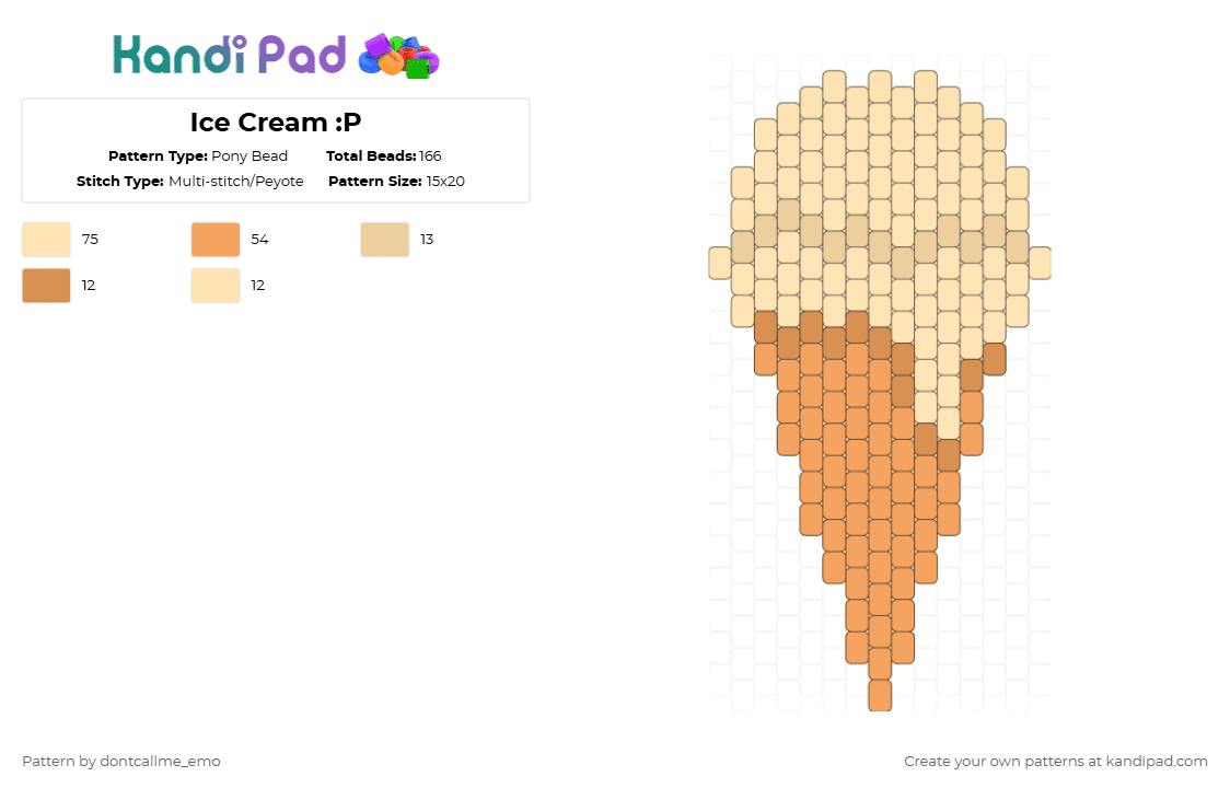 Ice Cream :P - Pony Bead Pattern by dontcallme_emo on Kandi Pad - beige,orange,cotdicecream,vanilla,yummy,food