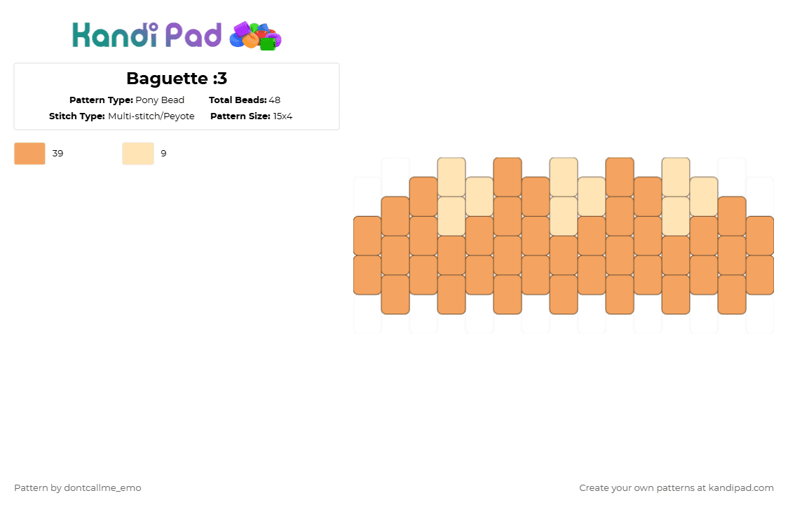 Baguette :3 - Pony Bead Pattern by dontcallme_emo on Kandi Pad - orange,teto,bread,baguette,yummy,food