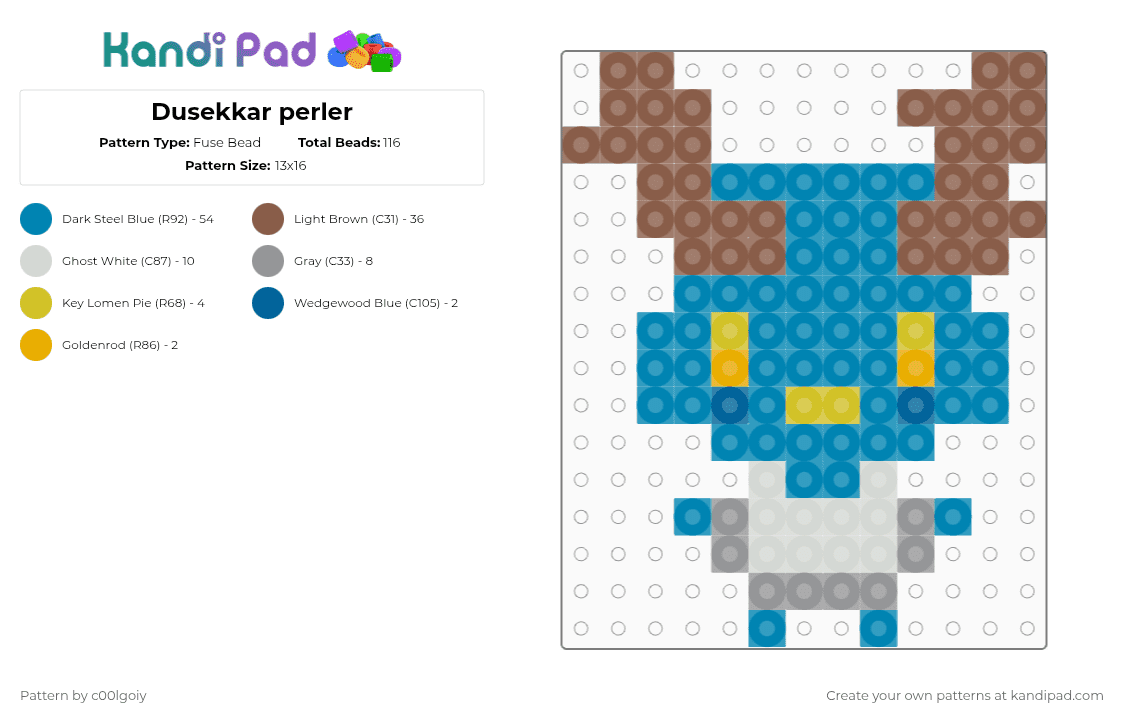 Dusekkar perler - Fuse Bead Pattern by c00lgoiy on Kandi Pad - light blue,tan