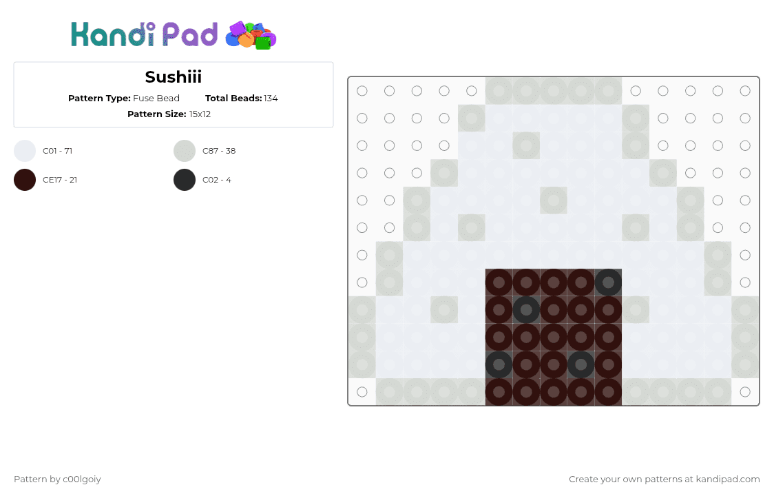 Sushiii - Fuse Bead Pattern by c00lgoiy on Kandi Pad - cotdsushi, onigiri, white