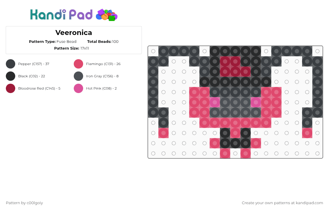 Veeronica - Fuse Bead Pattern by c00lgoiy on Kandi Pad - black,red